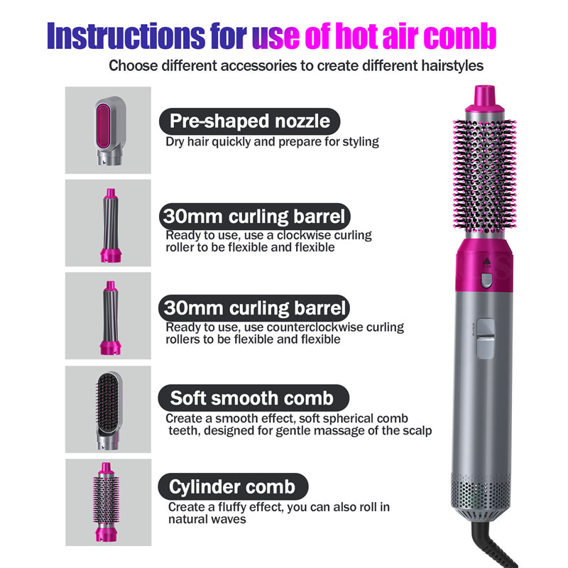 Five-in-one Hot Air Comb Automatic Hair Curler For Curling Or Straightening