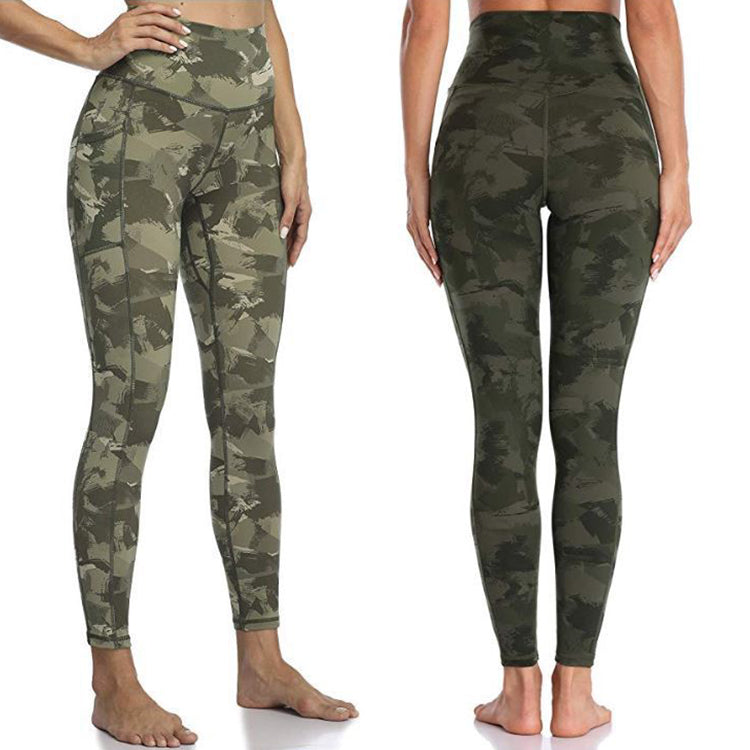 Booty Lifting Women Sports Fitness High Waist Yoga Pants Pockets Gym Butt Scrunch Gym Leggings Camo Yoga Pants