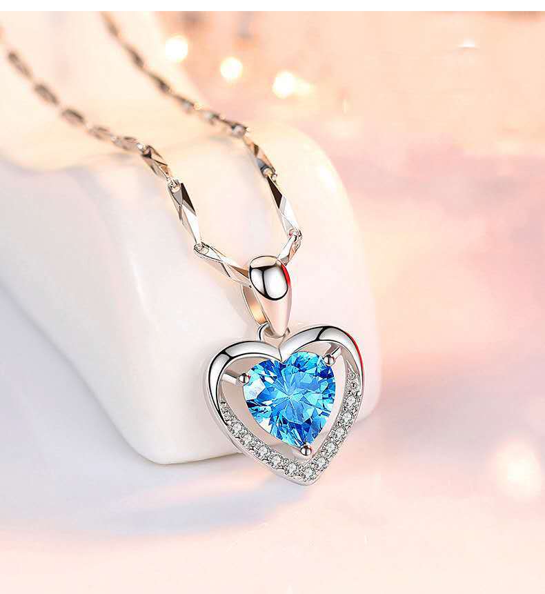 925 Heart-shaped Rhinestones Necklace Luxury Personalized Necklace For Women Jewelry Jewelry Valentine's Day Gift