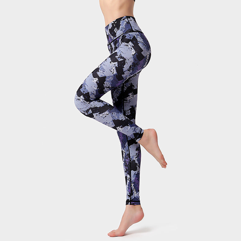 Fashion Flowers Print Leggings High Waist Hip Lifting Yoga Pants For Women Sports Running Fitness Trousers