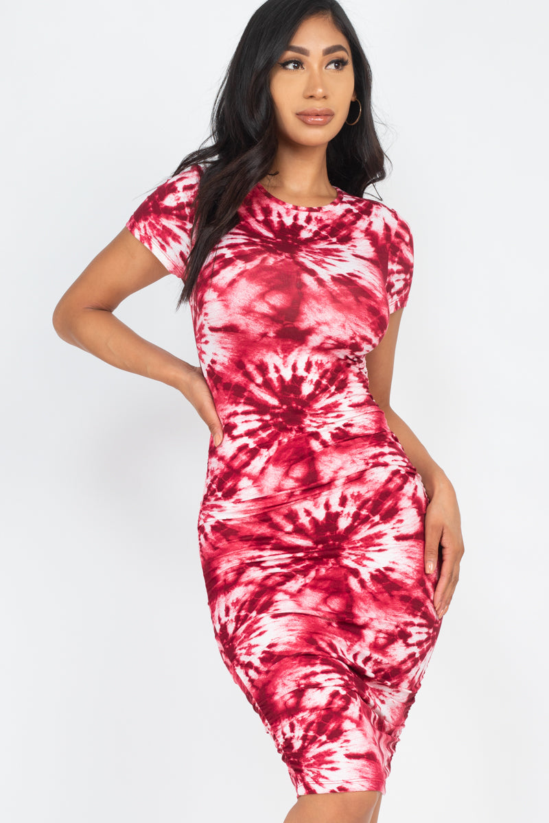 Tie-Dye Ruched Bodycon Dress (CAPELLA)