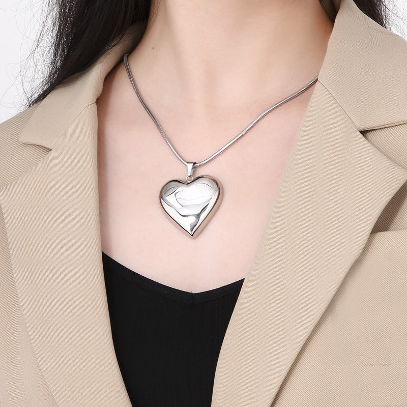 Gold Sliver Hollow Heart-shaped Necklace Ins Simple Versatile Personalized Love Necklace For Women's Jewelry Valentine's Day