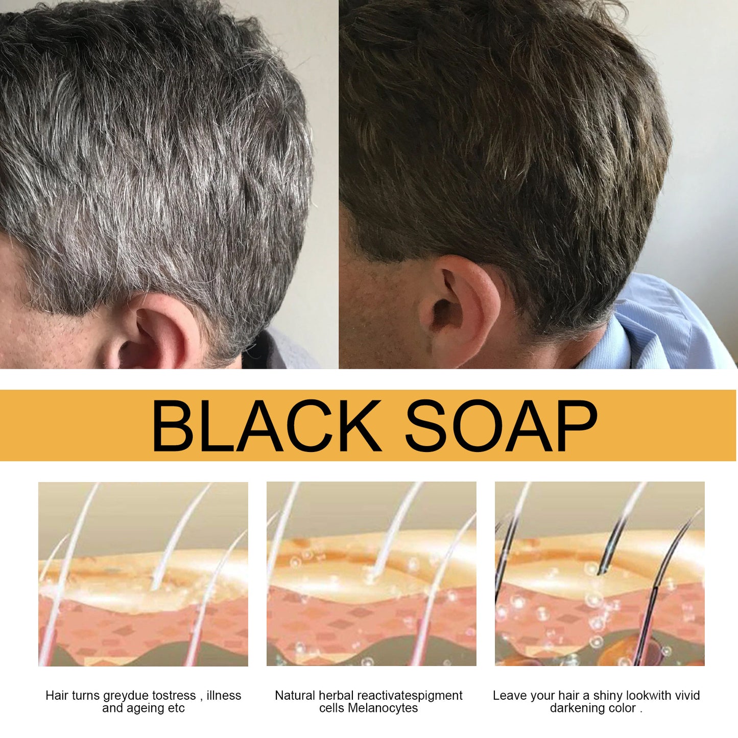 Black Thick Hair Care Cleansing Scalp Supple Hair Hair Fixation Shampoo Soap