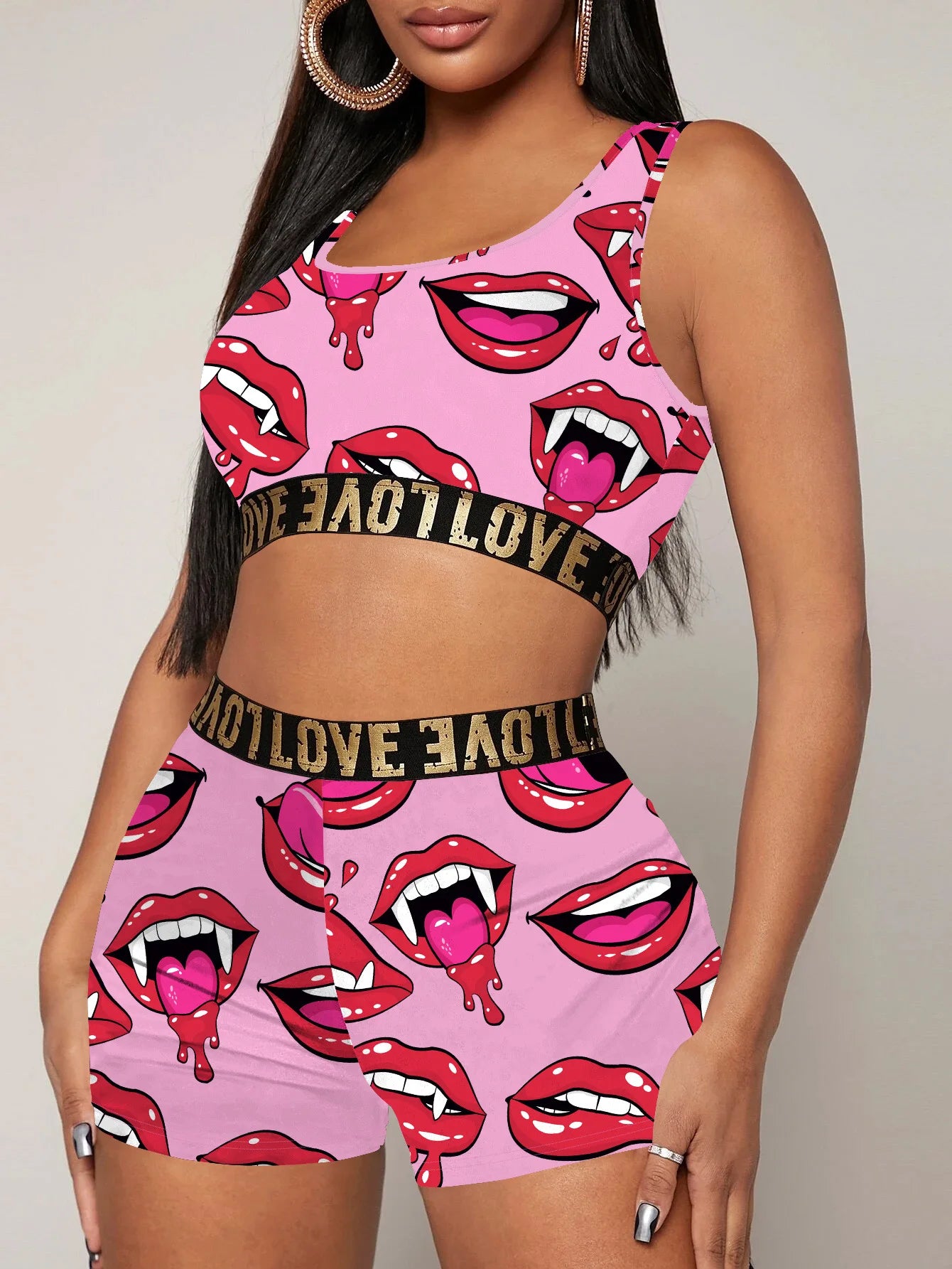 Shorts and Crop Top  2 Piece Sleepwear Pajamas Set for Women